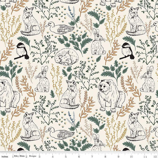 Let's Wander Main Cream Cotton 43"/44" Fabric Per Yard