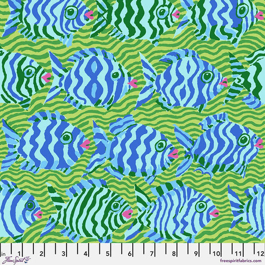 Lime Minnows Cotton 44"/46" Fabric Per Yard