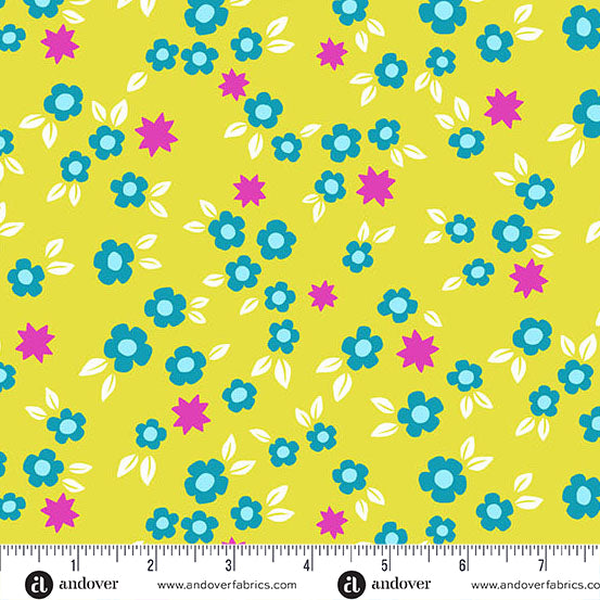 Limeaid Starry Blooms Color Pop Playground Cotton 44"/45" Fabric Per Yard
