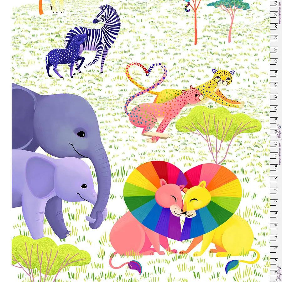 Love in the Wild Panel Cotton 44"/45" Fabric Per Yard