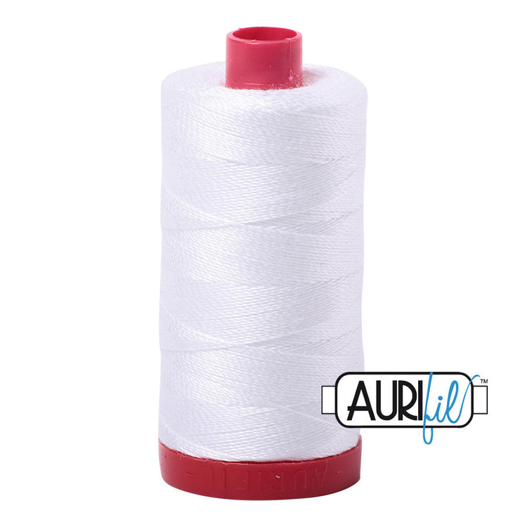 2024 White Aurifil Cotton 12 WT Large Spool