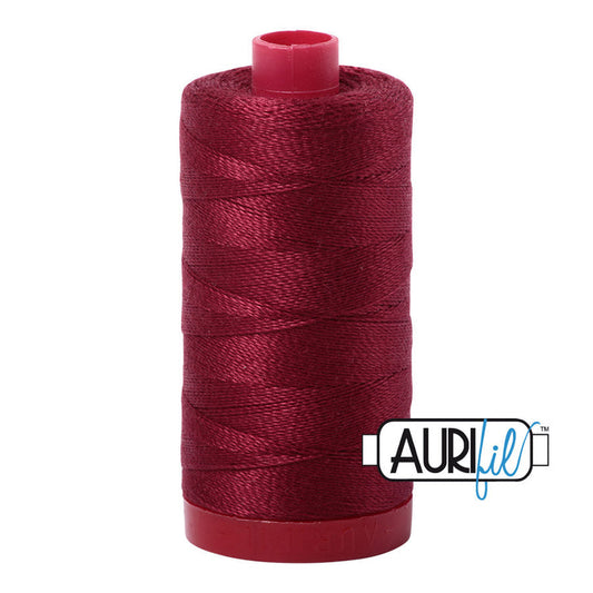 2460 Dark Carmine Red Aurifil Cotton 12 WT Large Spool
