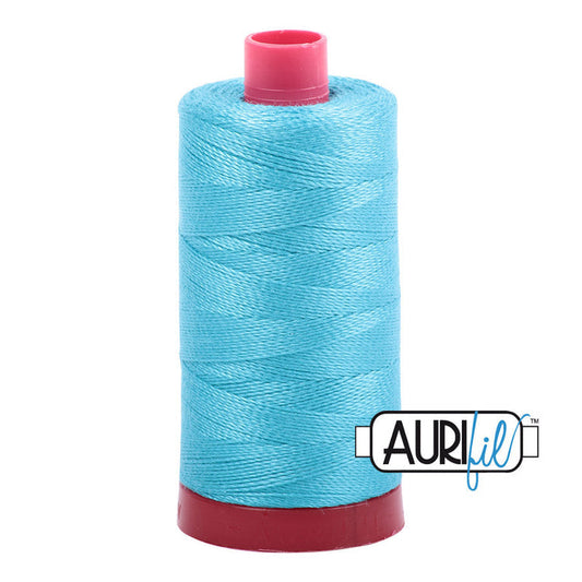 5005 Bright Turquoise Aurifil Cotton 12 WT Large Spool