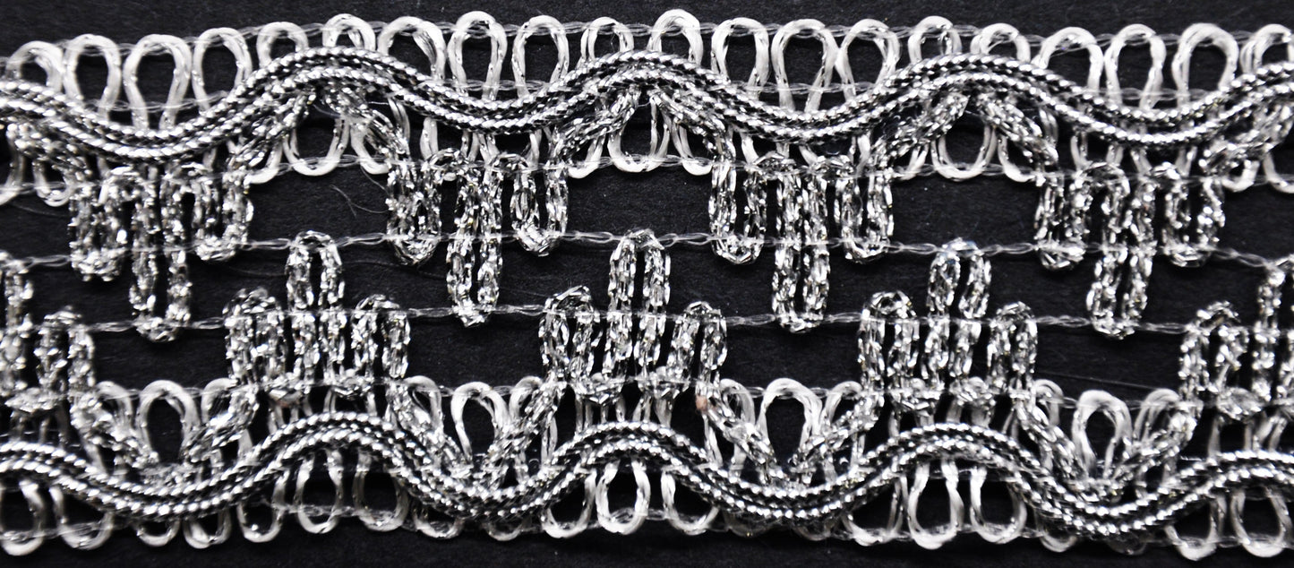 Metallic Braid Trim - 1 1/2" Width (25 Yard Roll) - PB-107-11 Silver