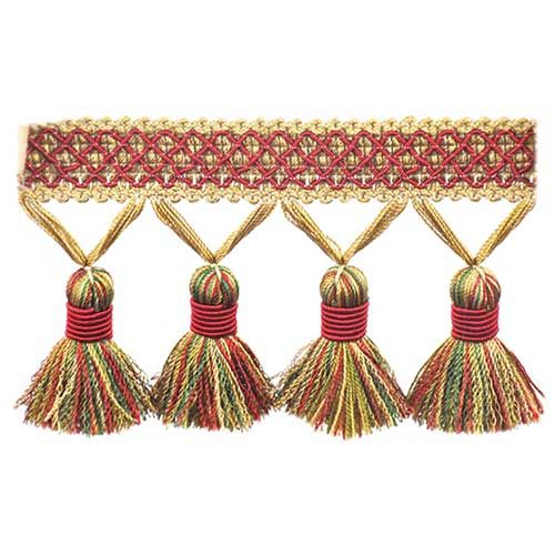 Mulberry Collection - 3 1/2" length TASSEL FRINGE (25 Yard Roll) - BF-4005-17/61 Wine Red and Mocha