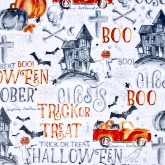 Multi Black Hallows Eve Digital Cuddle Fabric per yard