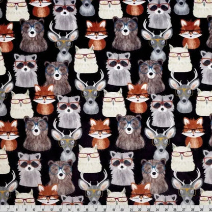 Multi Black Nature Nerds Digital Cuddle Black Fabric per yard - ( 2/3 Yard Pack )