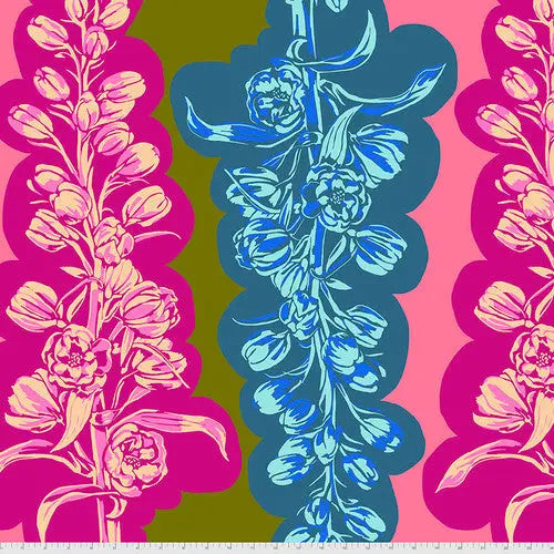 Multi Delphinium Jewel Cotton Wideback Fabric per yard