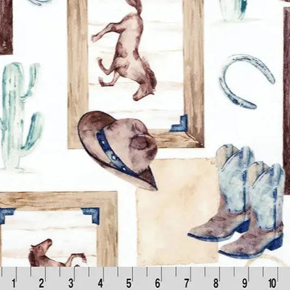 Multi Natural Old West Digital Cuddle Fabric per yard