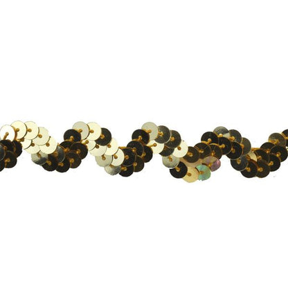 Non-Stretch Sequin Trim - 1/2" Width (25 Yard Roll) - BQ-304-10 Gold
