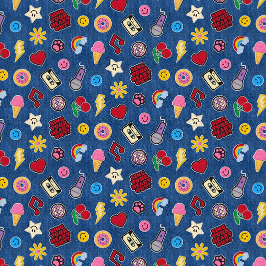 Blue Patch Perfect Girl World Cotton 43"/44" Fabric Per Yard