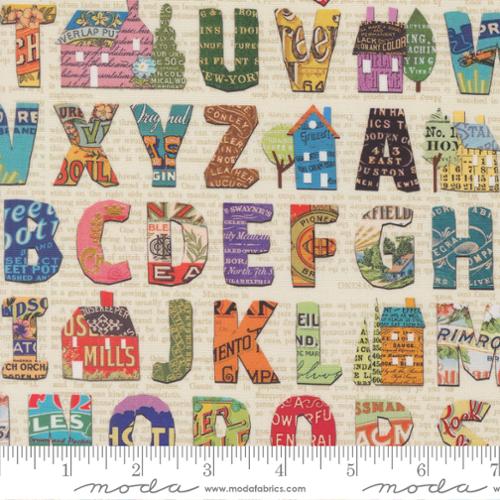 Paper Hamlet Paper Alphabet Cotton 44"/45" Fabric Per Yard