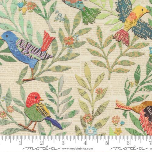 Paper Hamlet Paper Birds Cotton 44"/45" Fabric Per Yard