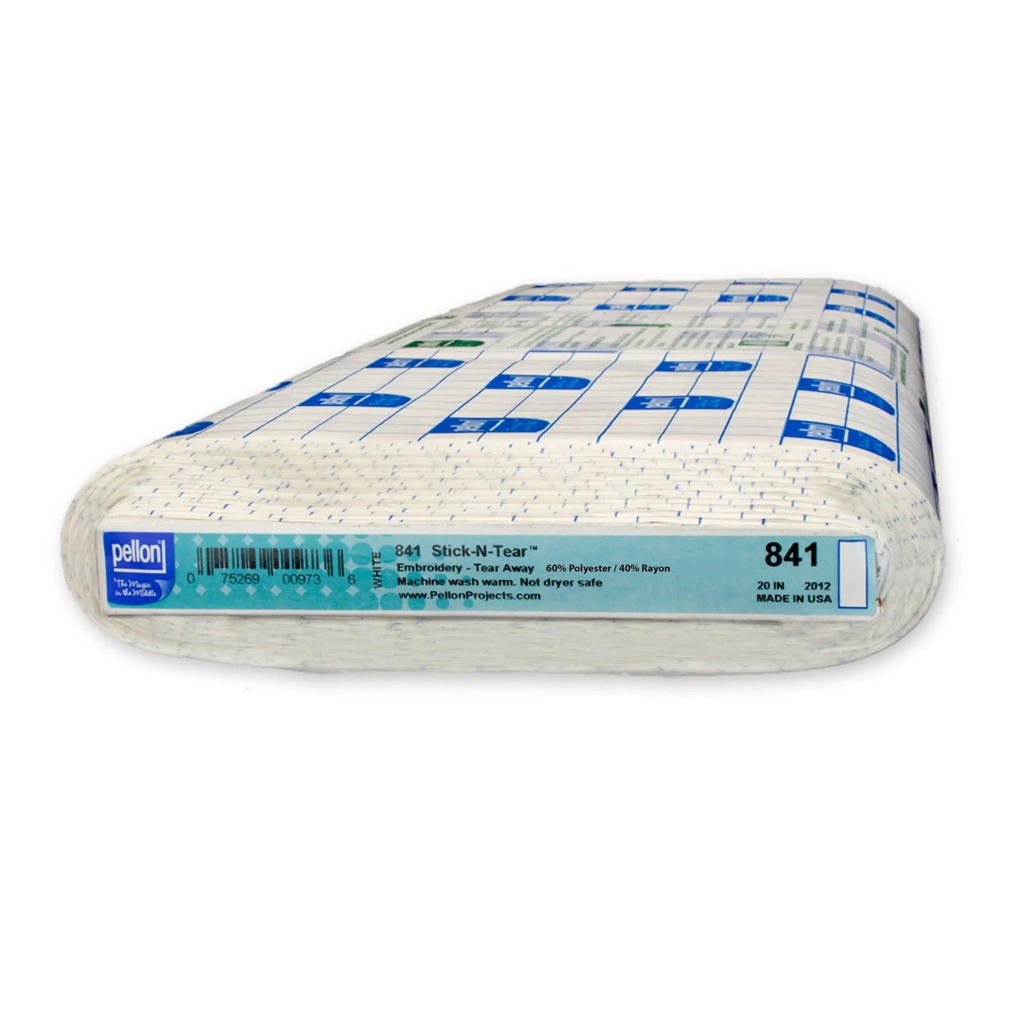 Pellon® 841 Stick-N-Tear™ Stabilizer 20" x 10 yards Bolt. Color: White.