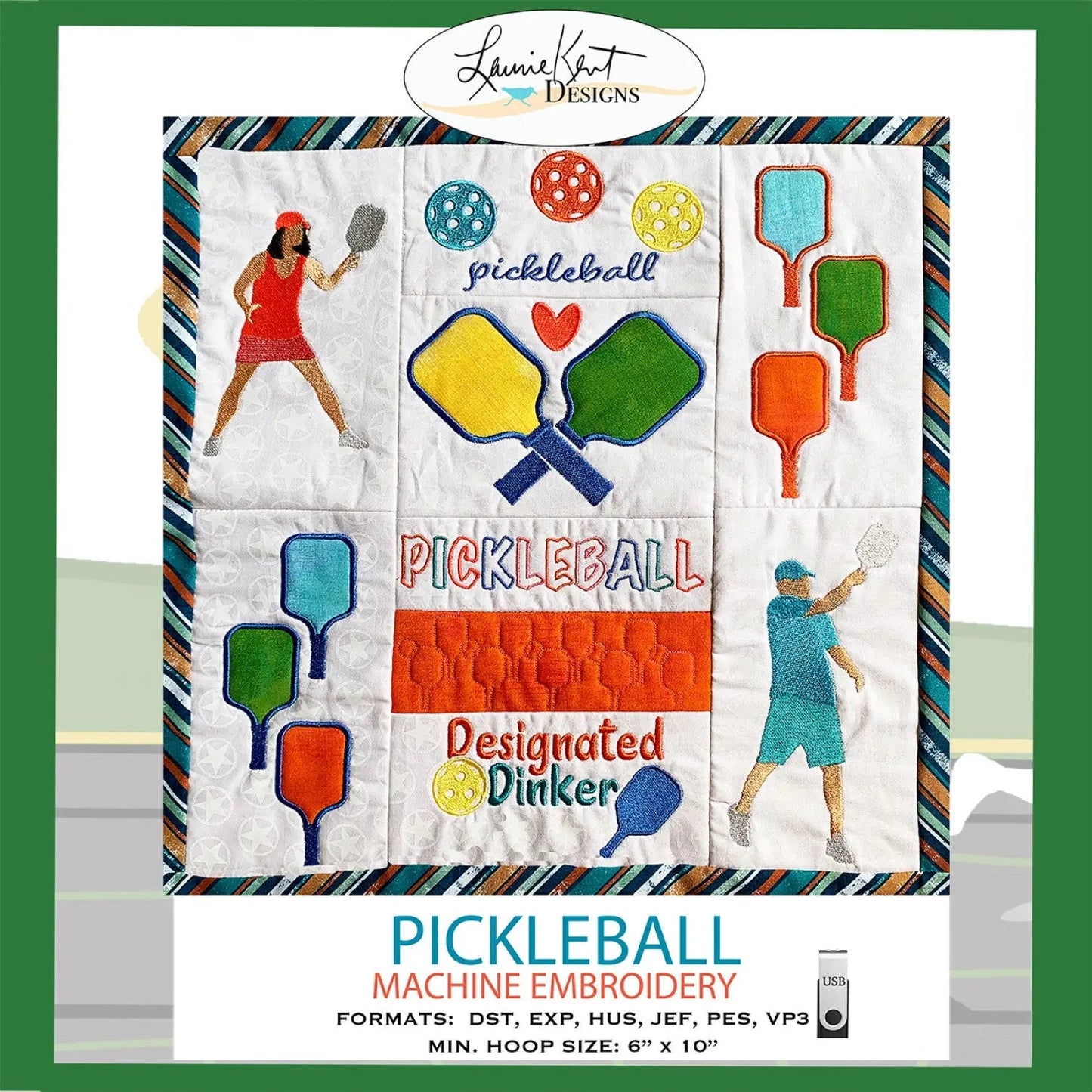 Pickleball Fun Embroidery Pattern