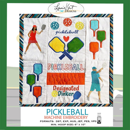 Pickleball Fun Embroidery Pattern