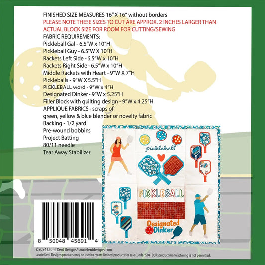 Pickleball Fun Embroidery Pattern