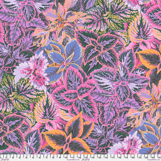 Pink Bold Leaves Cotton 44"/46" Fabric Per Yard
