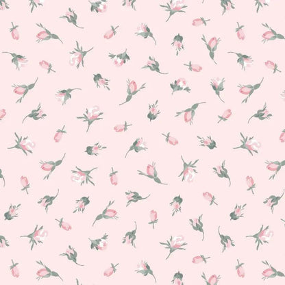 Pink Buds La Fleur Flannel Cotton 42"/43" Fabric Per Yard