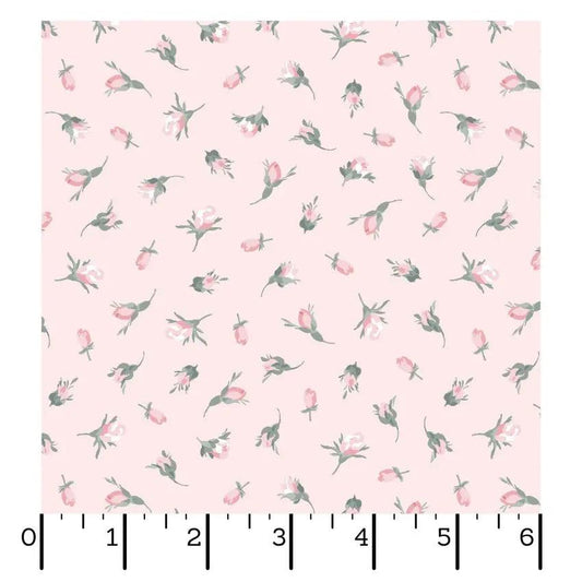 Pink Buds La Fleur Flannel Cotton 42"/43" Fabric Per Yard