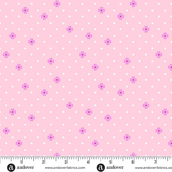 Pink Dot Dot Bloom Color Pop Playground Cotton 44"/45" Fabric Per Yard