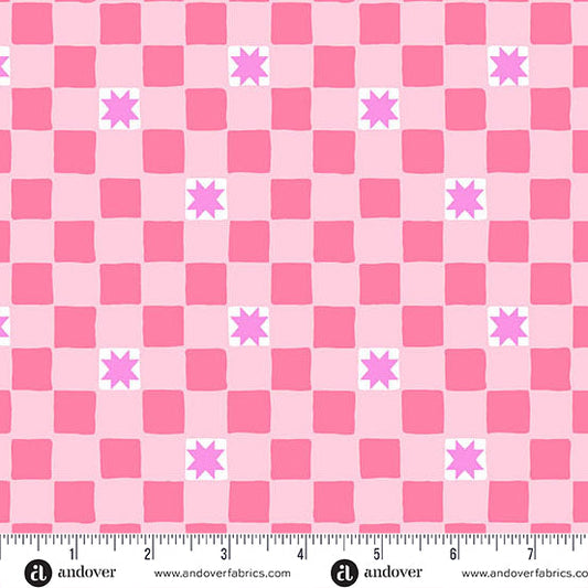 Pink Twinkle Tiles Color Pop Playground Cotton 44"/45" Fabric Per Yard