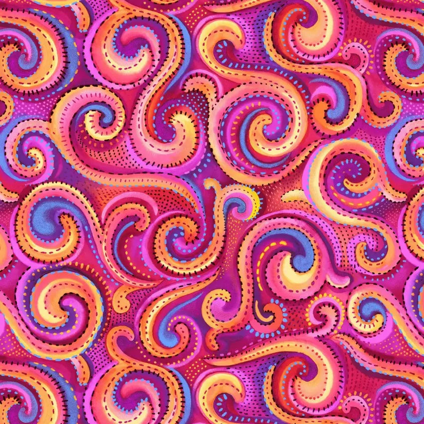 Pink Whirlwind Swirl Cotton Wideback Fabric - ( 1 1/4 Yard Pack )