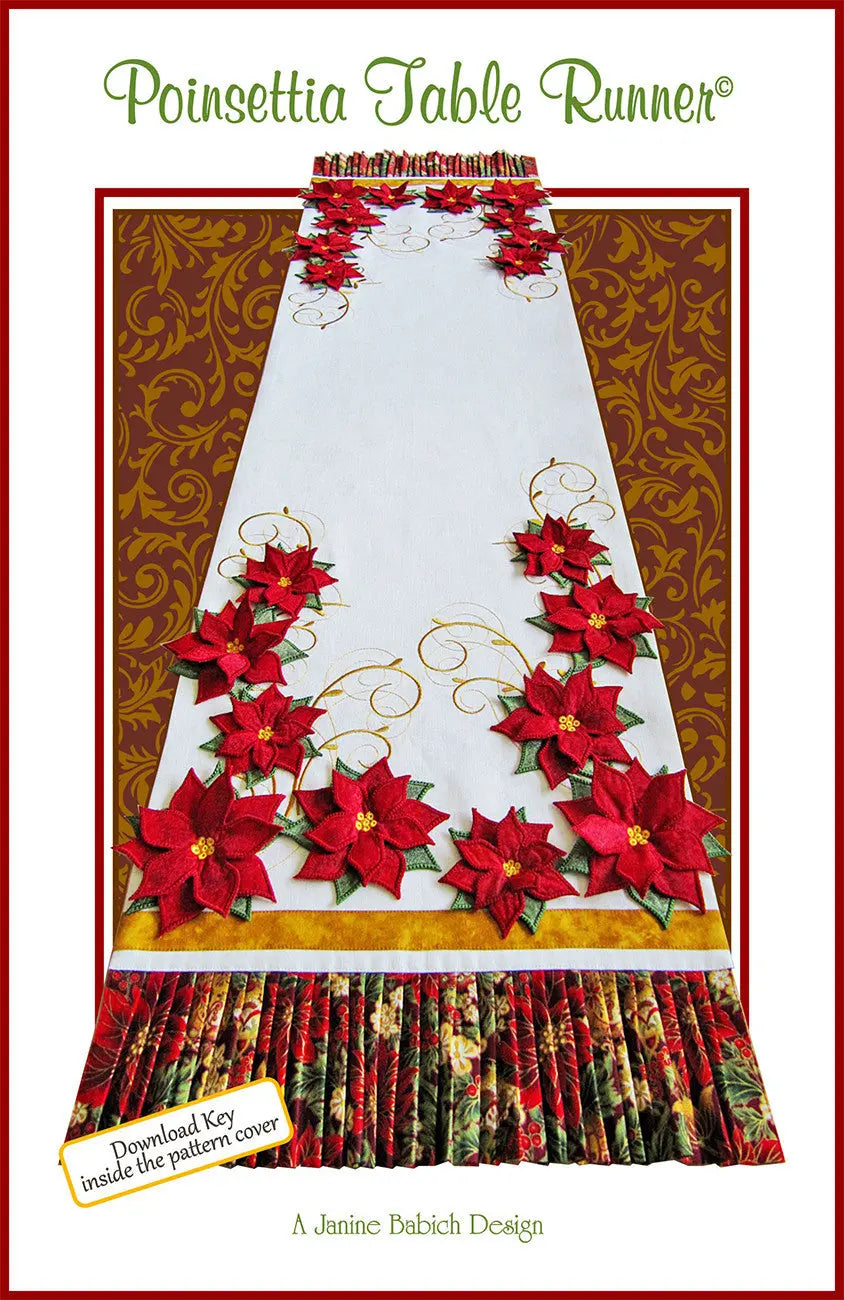 Poinsettia Table Runner Machine Embroidery