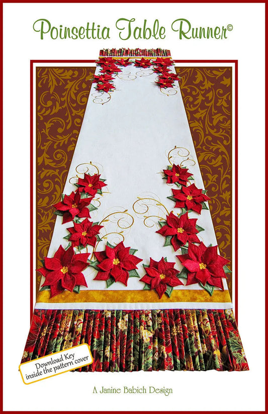 Poinsettia Table Runner Machine Embroidery