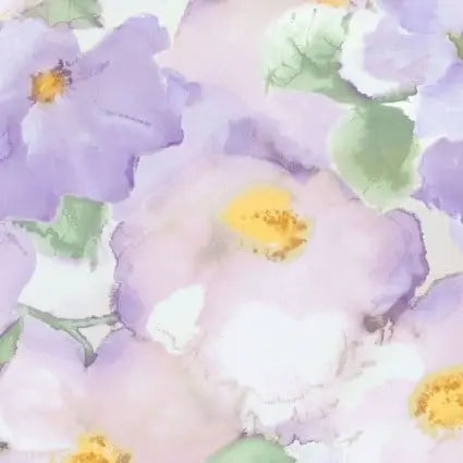 Purple Violet Flower Wash Cotton Wideback Fabric per yard