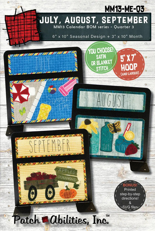 Quarter 3 Calendar Series Machine Embroidery