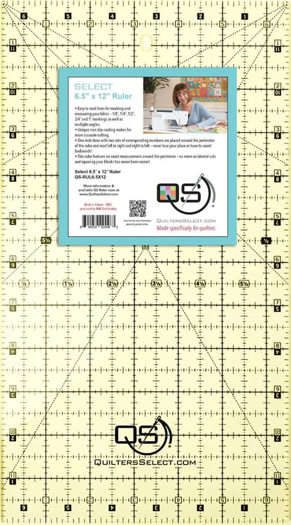 Quilters Select 6.5" x 12" Non-Slip Ruler