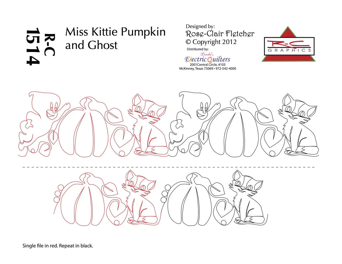 1514 Miss Kittie Pumpkin And Ghost Pantograph by Rose-Clair Fletcher