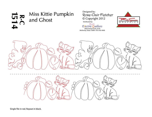 1514 Miss Kittie Pumpkin And Ghost Pantograph by Rose-Clair Fletcher