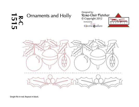 1515 Ornaments & Holly Pantograph by Rose-Clair Fletcher