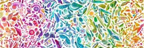 Radiant Rainbow Ombre Watercolor Leaves Cotton 44"/45" Fabric Per Yard