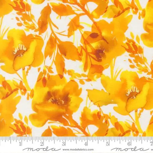 Radiant Sunshine Poppies Cotton 44"/45" Fabric Per Yard