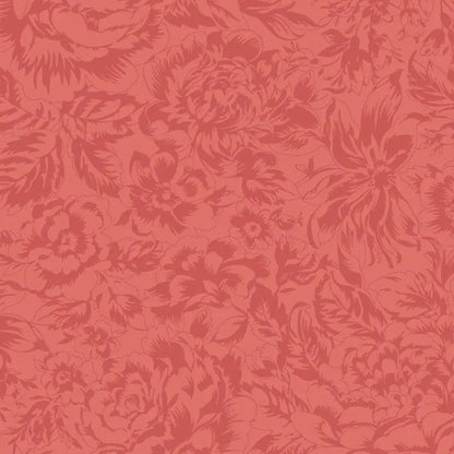 Red Tonal Floral La Fleur Flannel Cotton 42"/43" Fabric Per Yard