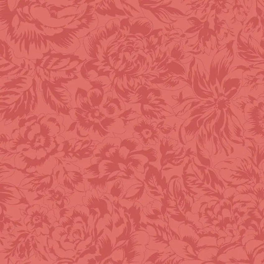 Red Tonal Floral La Fleur Flannel Cotton 42"/43" Fabric Per Yard