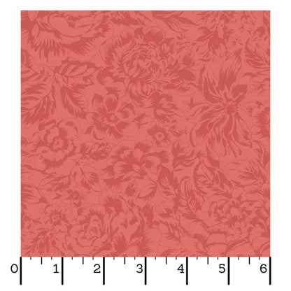 Red Tonal Floral La Fleur Flannel Cotton 42"/43" Fabric Per Yard