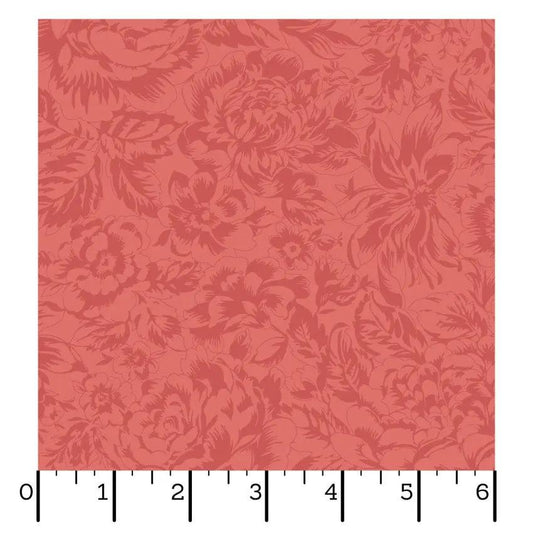 Red Tonal Floral La Fleur Flannel Cotton 42"/43" Fabric Per Yard