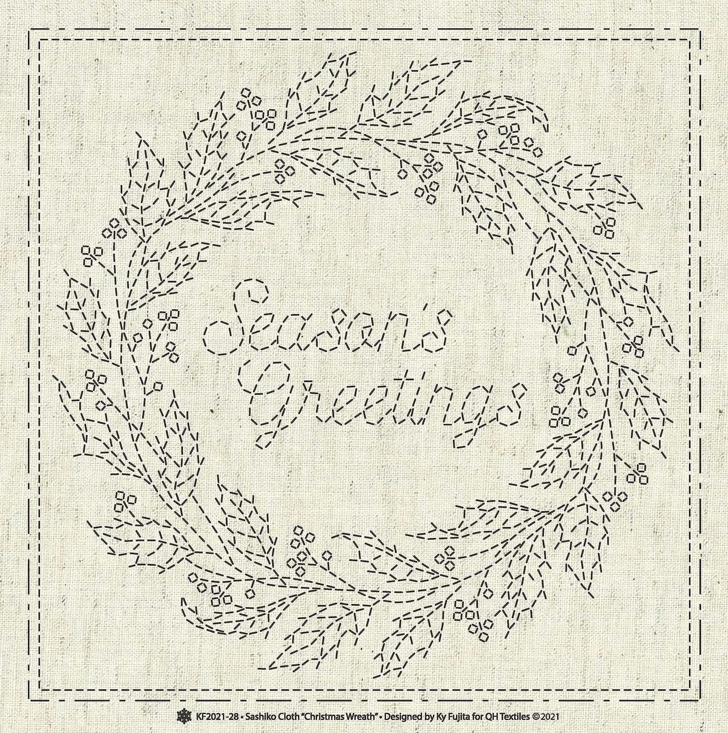 Sashiko Cloth Christmas Wreath