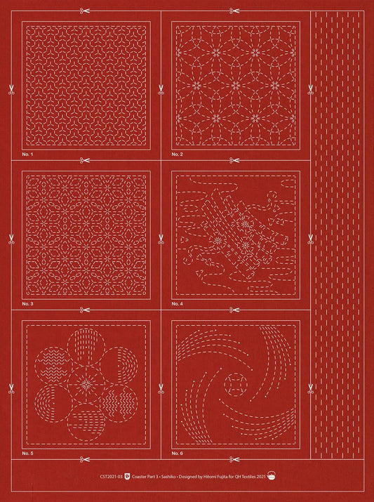 Sashiko Coaster Pattern 3 Brick