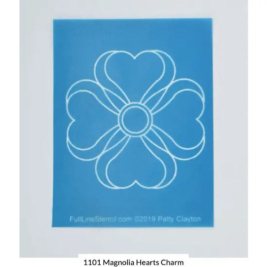1101 Magnolia Hearts 3 3/4" by 4 3/4" Charm Stencil