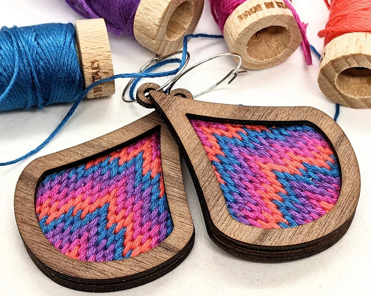 Shimmer Bargello Earrings Walnut