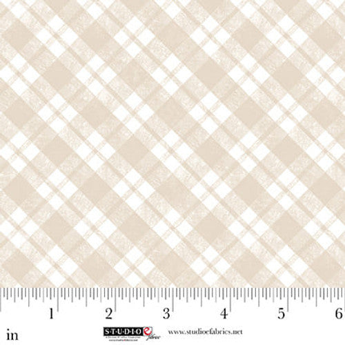Sleepy Teddy Oatmeal/White Diagonal Plaid Cotton 44"/45" Fabric Per Yard