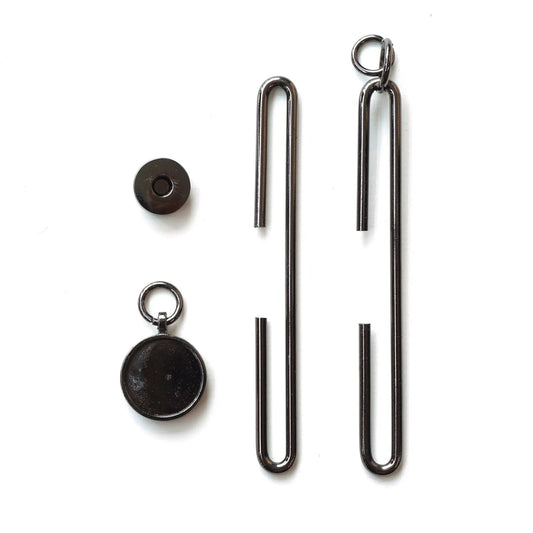 Slide Clasp with Magnet 4" (10cm) Metallic Black Flat