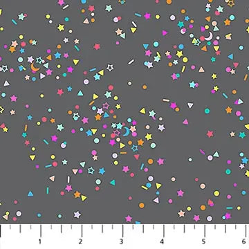 Sprinkles Gray Multi Dewfall Cotton 44"/45" Fabric Per Yard