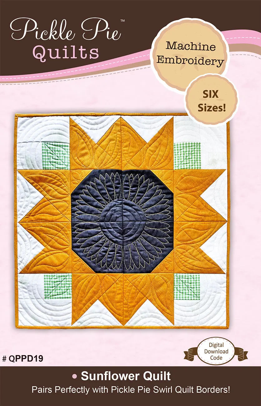 Sunflower Quilt In the Hoop Machine Embroidery Design