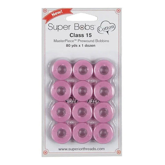 Super Bobs Cotton #113 Peony (Class 15) 12 pack pre-wound bobbins